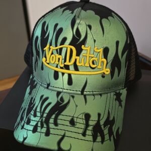 Von Dutch Green Flame Trucker Hat
